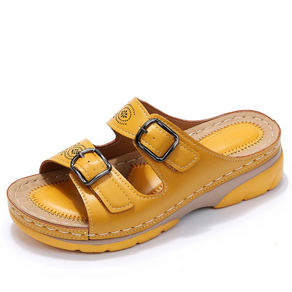 Sandalias de cuña casuales para mujer | Con hebillas ajustables