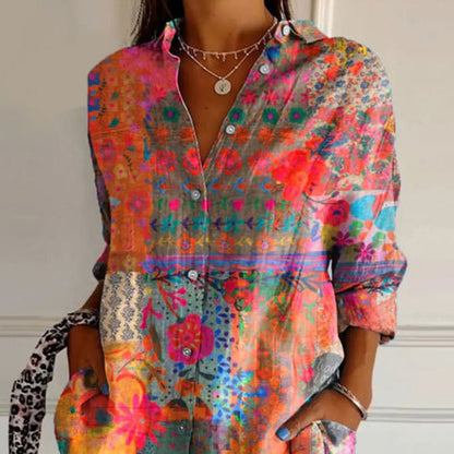 Blouse femme style bohème à motif floral | manches longues