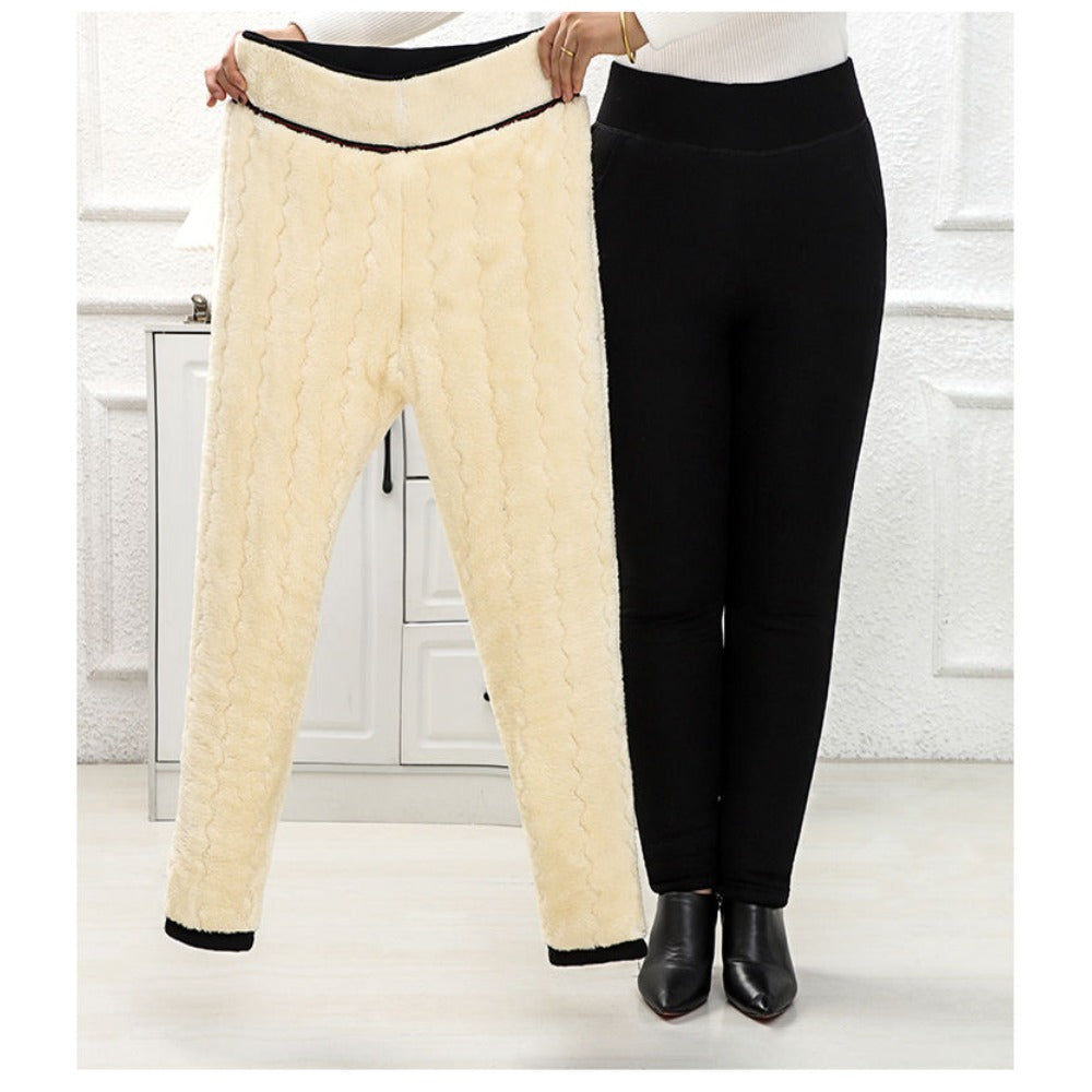 Leggings invernali neri con fodera in pile da donna – Santina