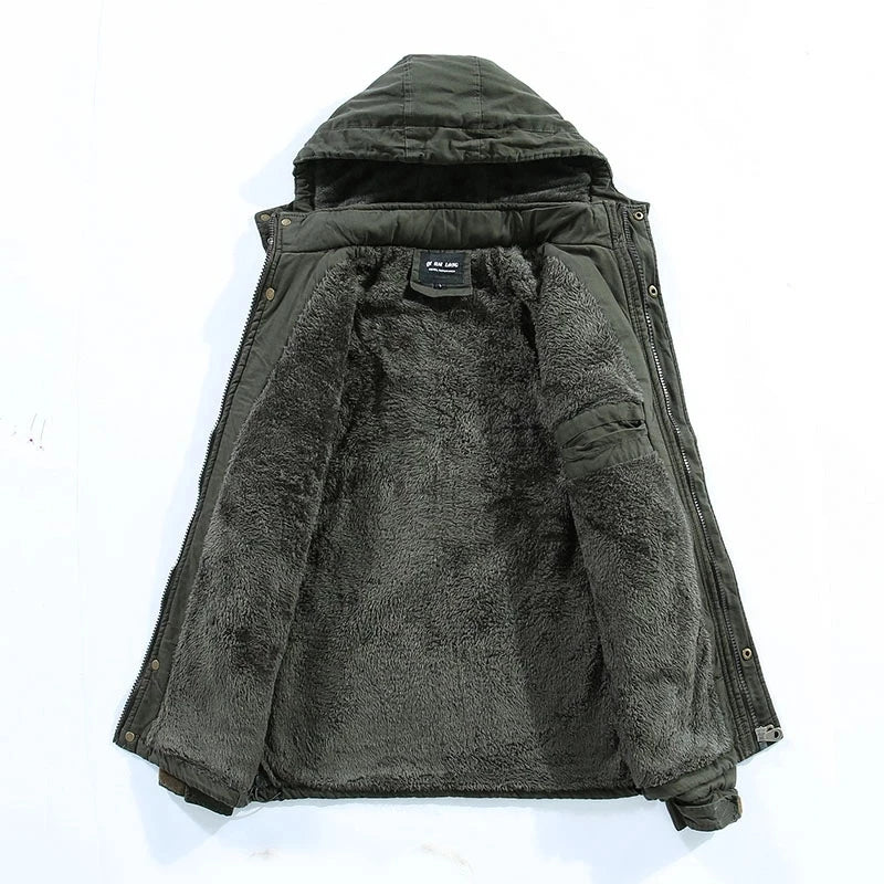 Veste d'hiver longue doublée polaire pour homme