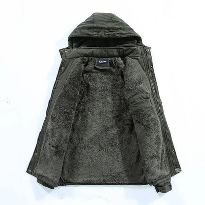 Veste d'hiver longue doublée polaire pour homme