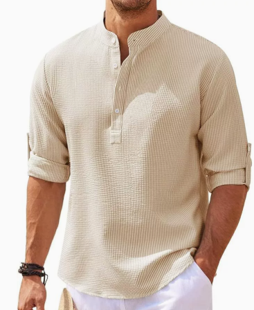 Chemise Henley à manches longues pour hommes | Décontractée