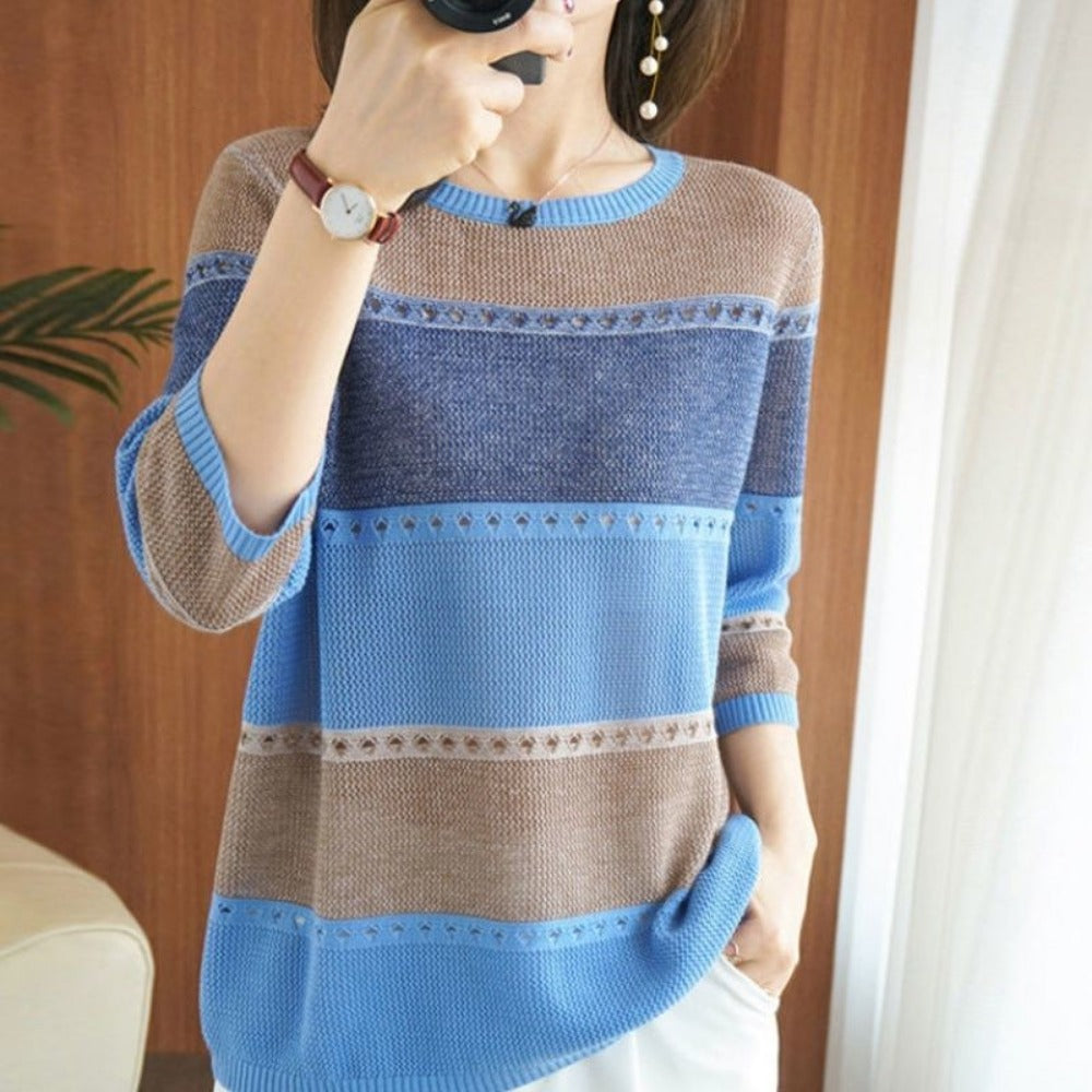 Pull tricoté color block pour femmes – Alfonsina