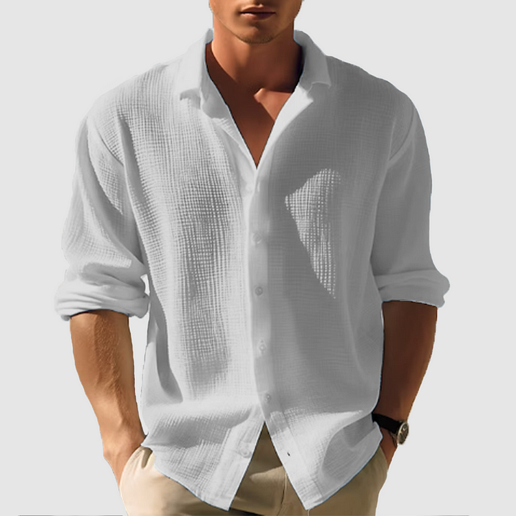 Camicia a maglia waffle a manica lunga da uomo | Casual