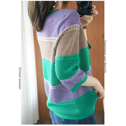 Pull tricoté color block pour femmes – Alfonsina