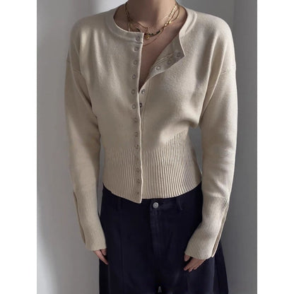 Cardigan tricoté à boutons et manches longues pour femmes - Claudia