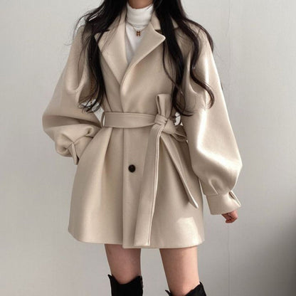 Manteau ceinturé à manches longues pour femmes - Marilena