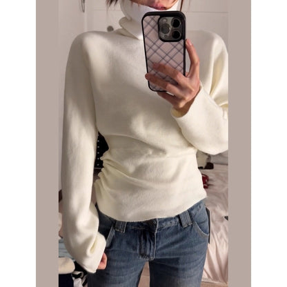 Pull col roulé côtelé à manches longues pour femmes - Giada