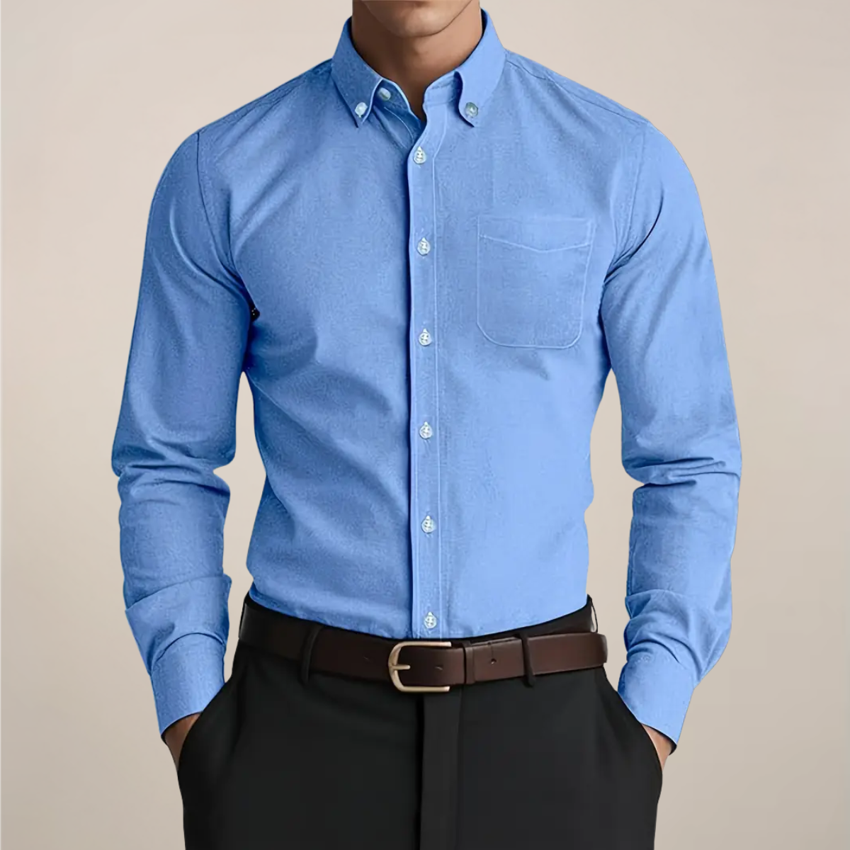 Chemise homme décontractée à manches longues avec patte de boutonnage | avec poche poitrine
