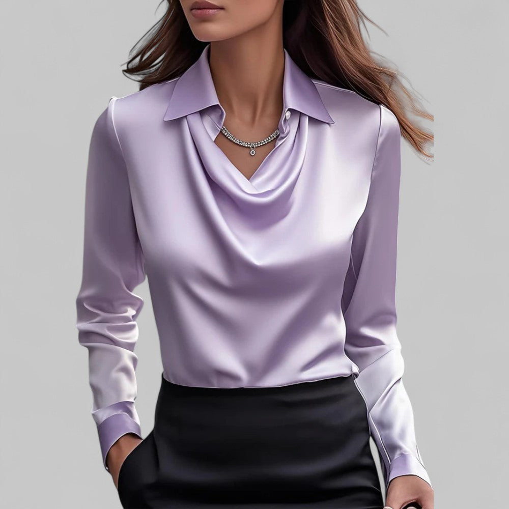 Blouse à col cascade pour femmes | Manches longues