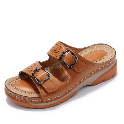 Sandalias de cuña casuales para mujer | Con hebillas ajustables