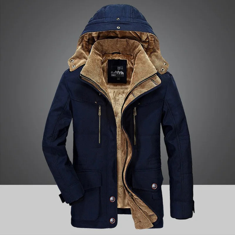Herren Lang Winterjacke | Mit Kapuze
