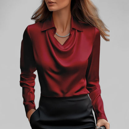 Blouse à col cascade pour femmes | Manches longues