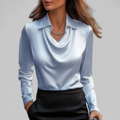 Blouse à col cascade pour femmes | Manches longues