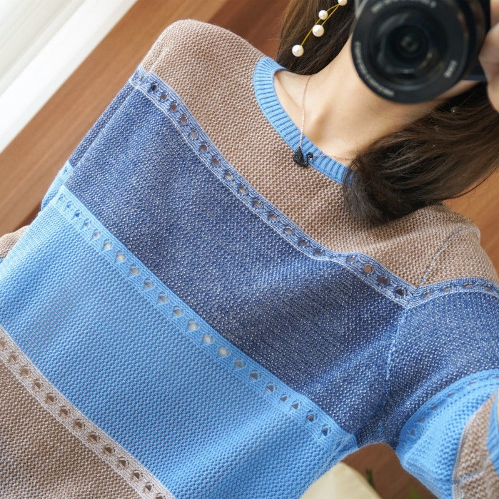 Pull tricoté color block pour femmes – Alfonsina