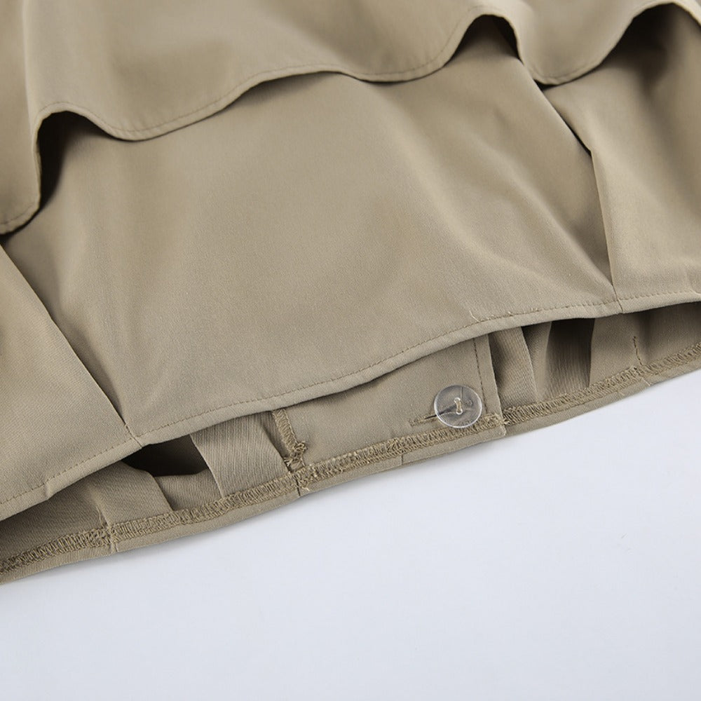 Trench-coat court kaki à large col pour femmes – Romana