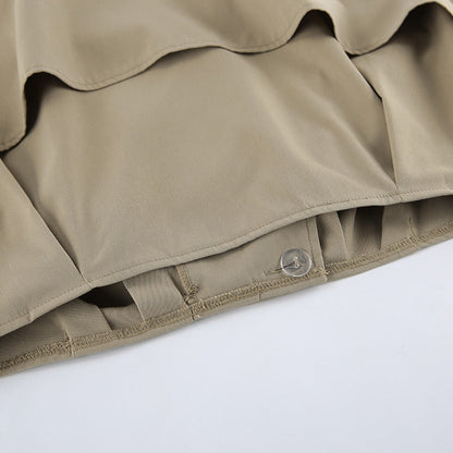 Trench-coat court kaki à large col pour femmes – Romana
