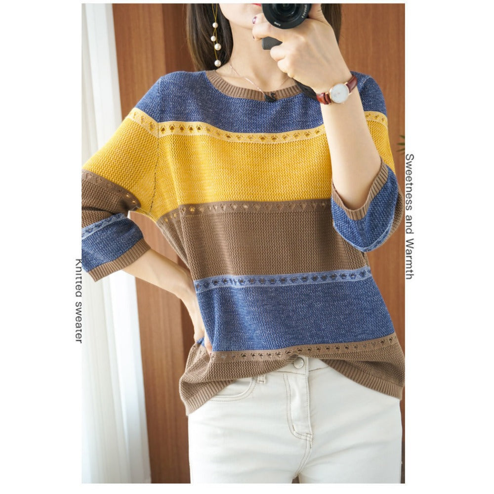 Pull tricoté color block pour femmes – Alfonsina