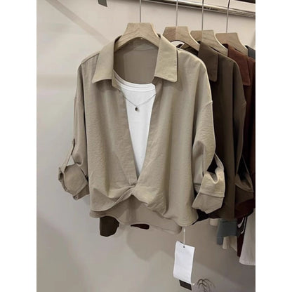 Blusa con efecto dos en uno y manga larga para mujer - Fiammetta