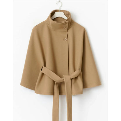 Manteau cape ceinturé à col montant pour femmes - Iolanda
