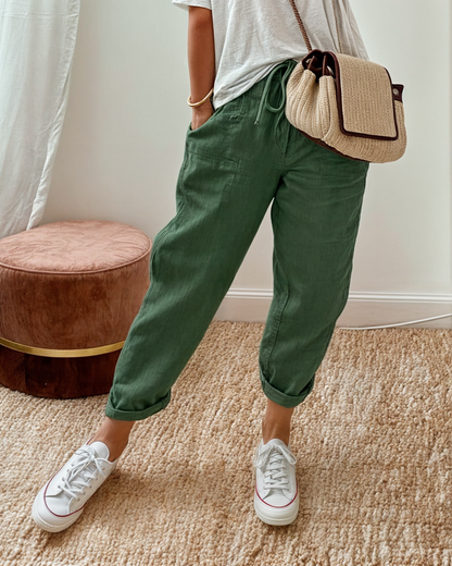 Pantalon d'été décontracté à cordon de serrage avec poches pour femmes