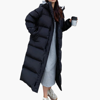 Giacca invernale lunga da donna | Con cappuccio