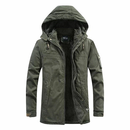 Veste d'hiver longue doublée polaire pour homme