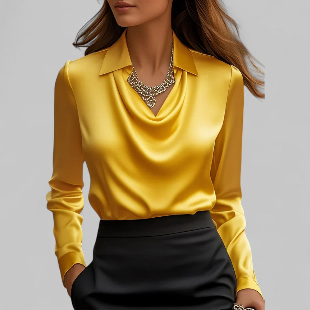Blouse à col cascade pour femmes | Manches longues