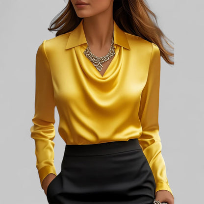 Blouse à col cascade pour femmes | Manches longues