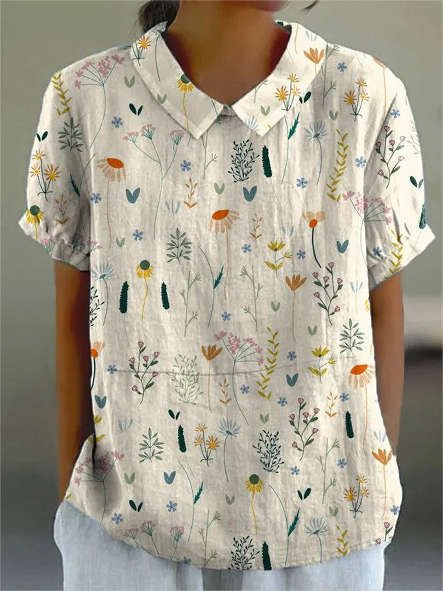 Blouse femme manches courtes imprimé floral | avec col