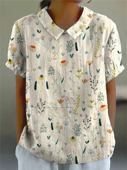 Blouse femme manches courtes imprimé floral | avec col