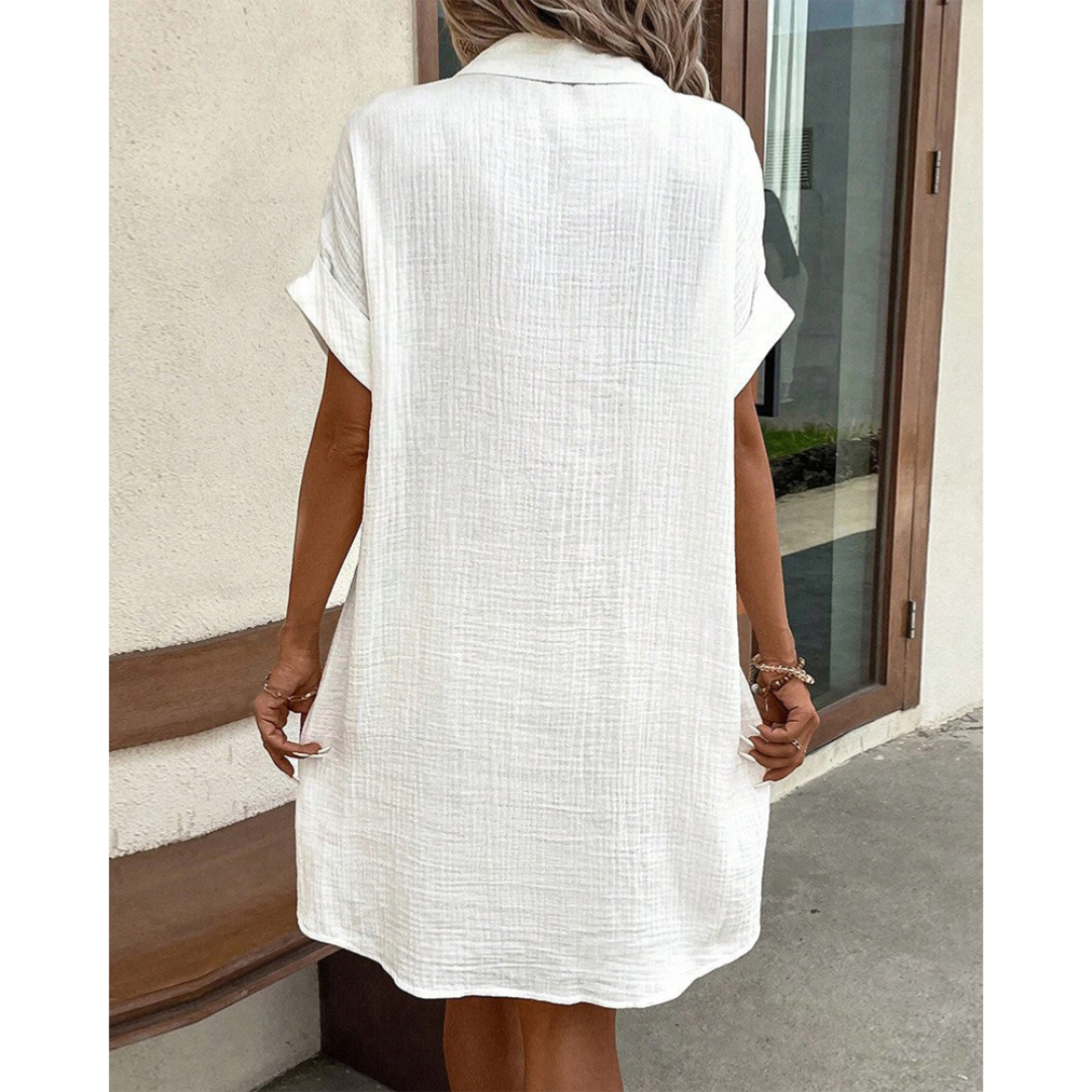 Women's Casual Button-Front Shirt Dress | with Pockets