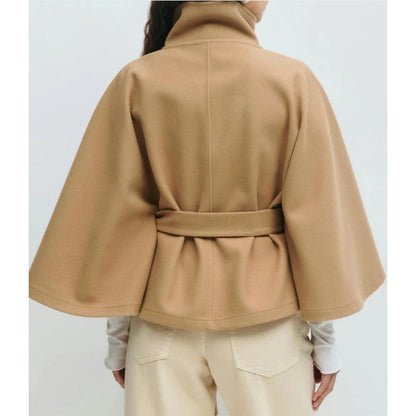Manteau cape ceinturé à col montant pour femmes - Iolanda