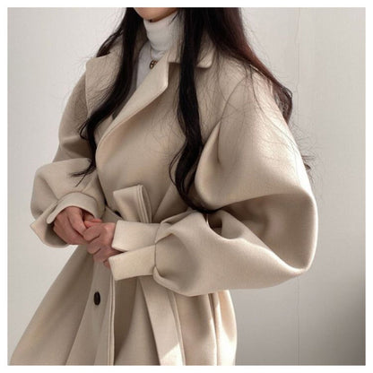 Manteau ceinturé à manches longues pour femmes - Marilena