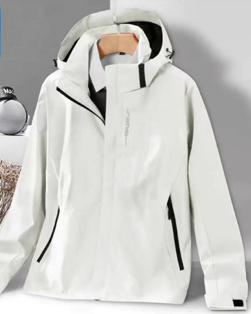 Giacca impermeabile con cappuccio e zip da donna – Marcia