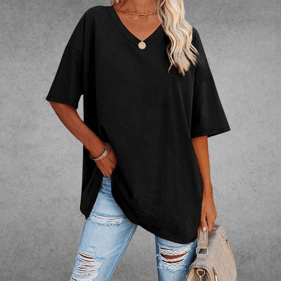 T-shirt uni col en V femme | Oversize