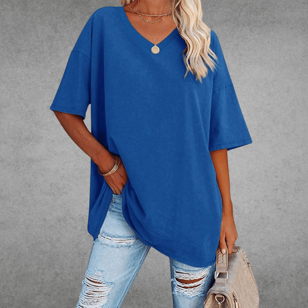 T-shirt uni col en V femme | Oversize