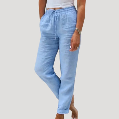 Pantalon d'été avec poches femme | Coupe droite