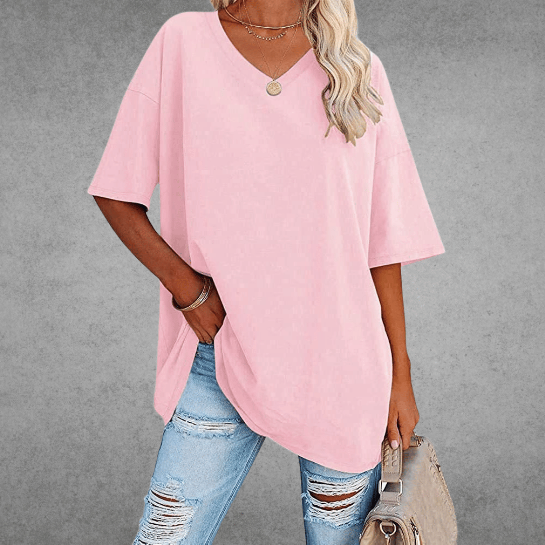 T-shirt uni col en V femme | Oversize