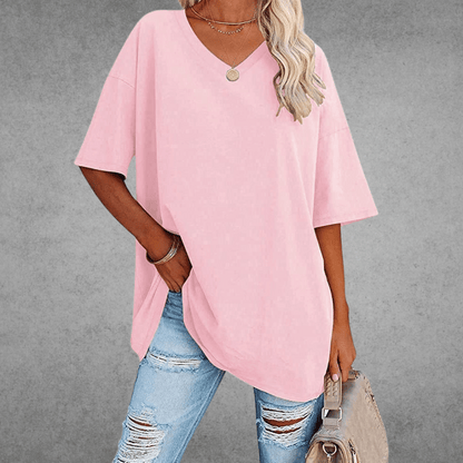 T-shirt uni col en V femme | Oversize