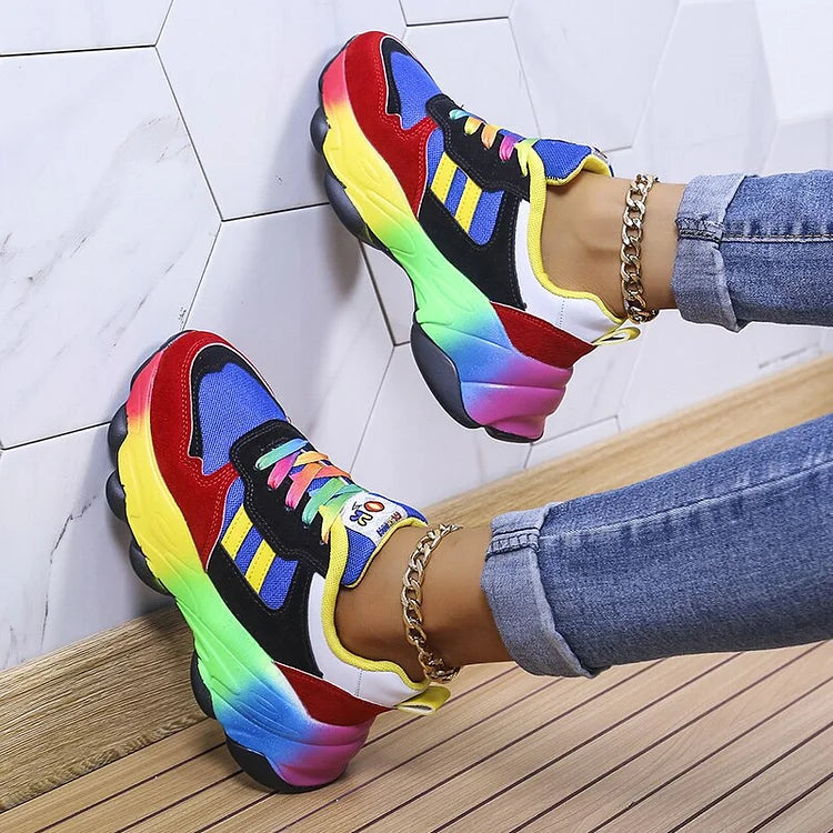 Baskets épaisses multicolores pour femme | Lacets