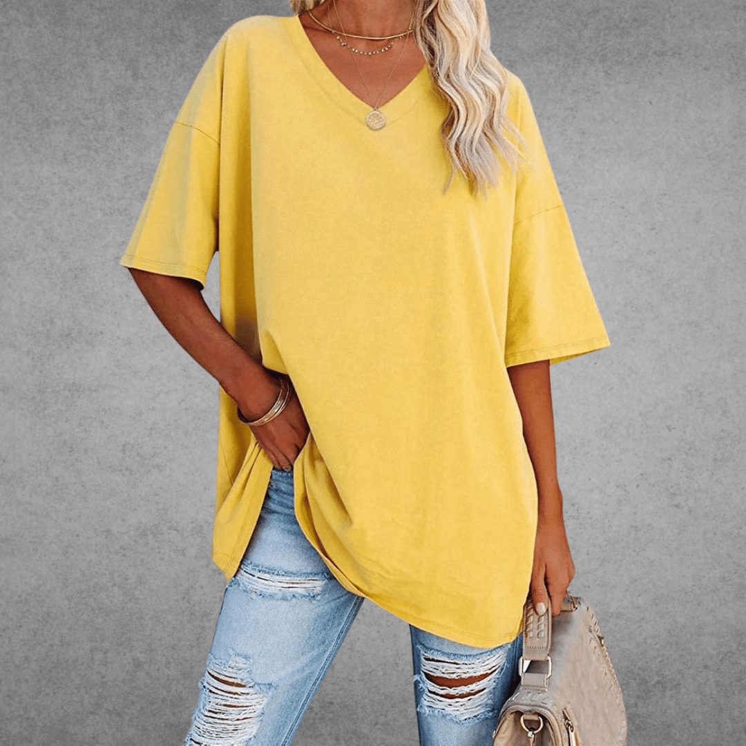 T-shirt uni col en V femme | Oversize