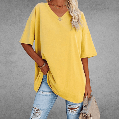T-shirt uni col en V femme | Oversize