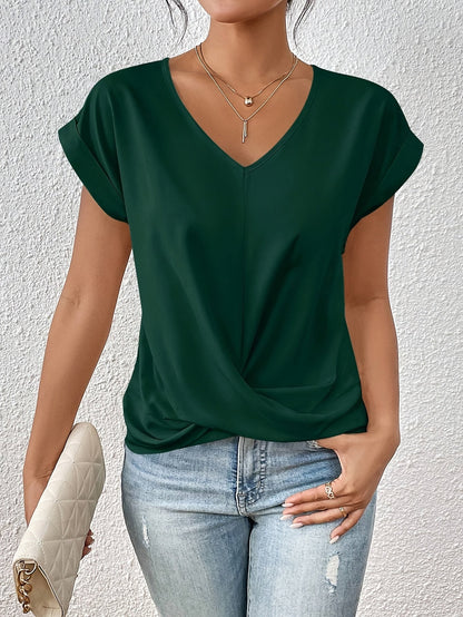 T-shirt décontracté à col en V pour femmes | Manches courtes
