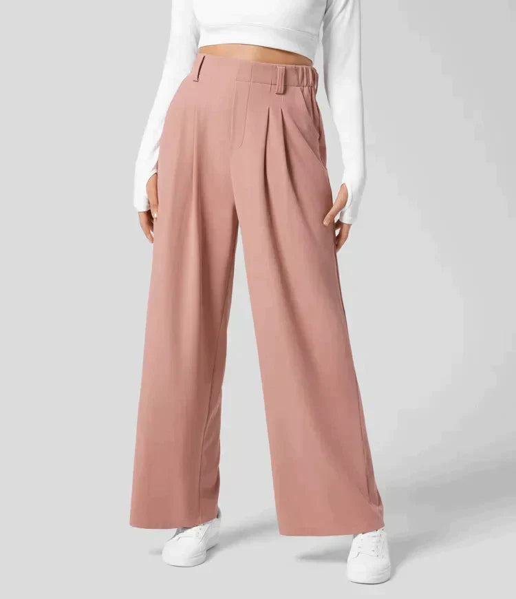 Pantalon d'été taille haute à jambes larges pour femmes