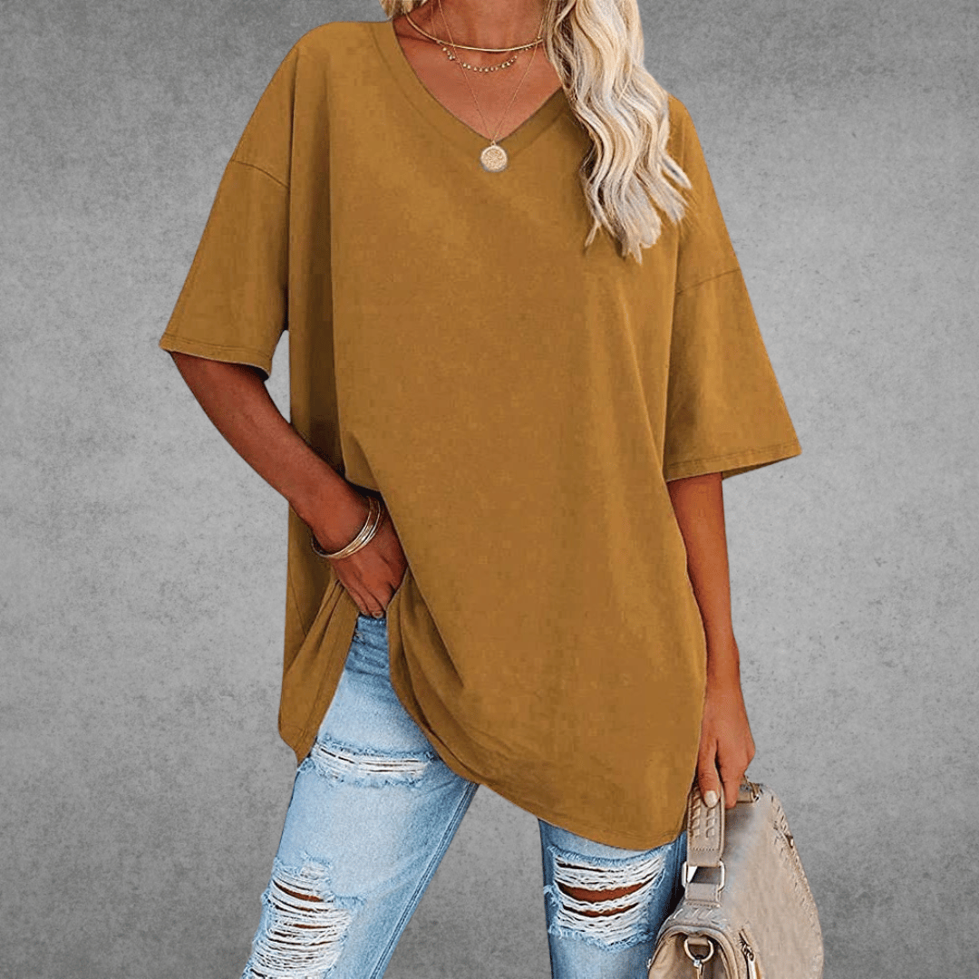 T-shirt uni col en V femme | Oversize