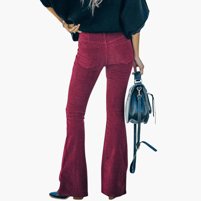 Pantalon en velours côtelé élégant pour femme | Long