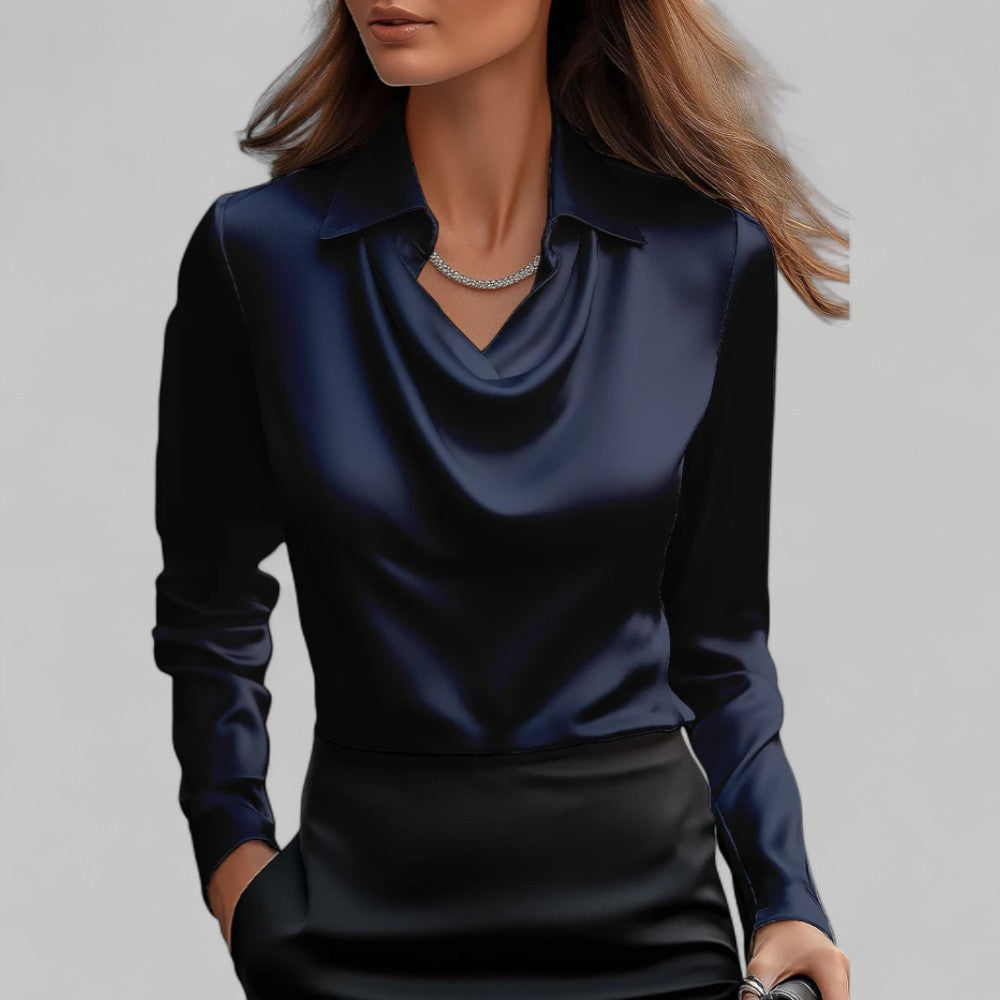Blouse à col cascade pour femmes | Manches longues