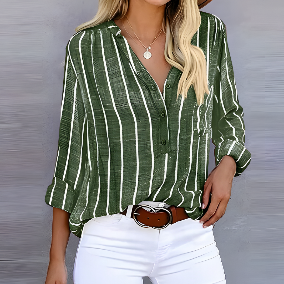 Camicia elegante a righe da donna | Manica lunga