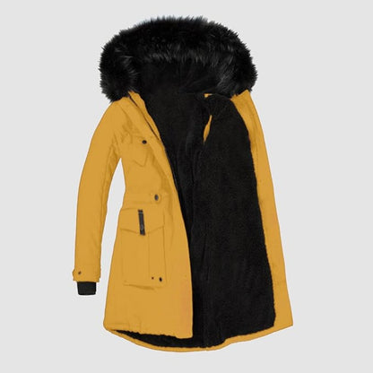 Damen Lange Winterjacke | Mit Kunstfellbesatz